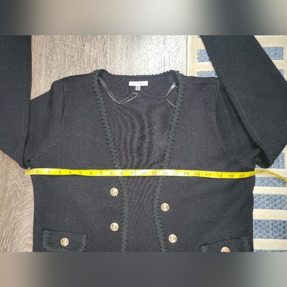 Sioni Black Faux Double Breasted Gold Button Front Short Jacket Evening Glam MD - Picture 13 of 14